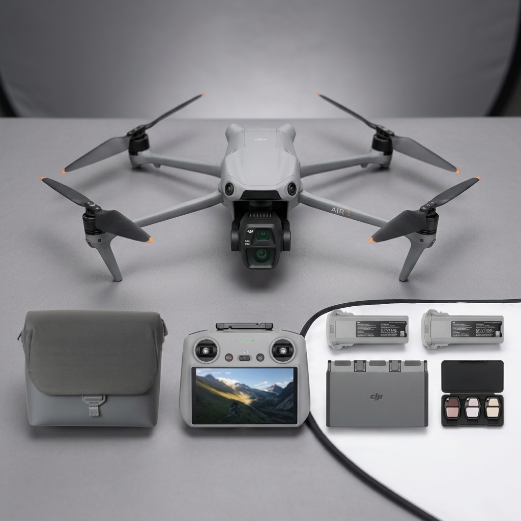 KI-Visualisierung: DJI Air 3S Kameragimbal und Sensoren im Detail