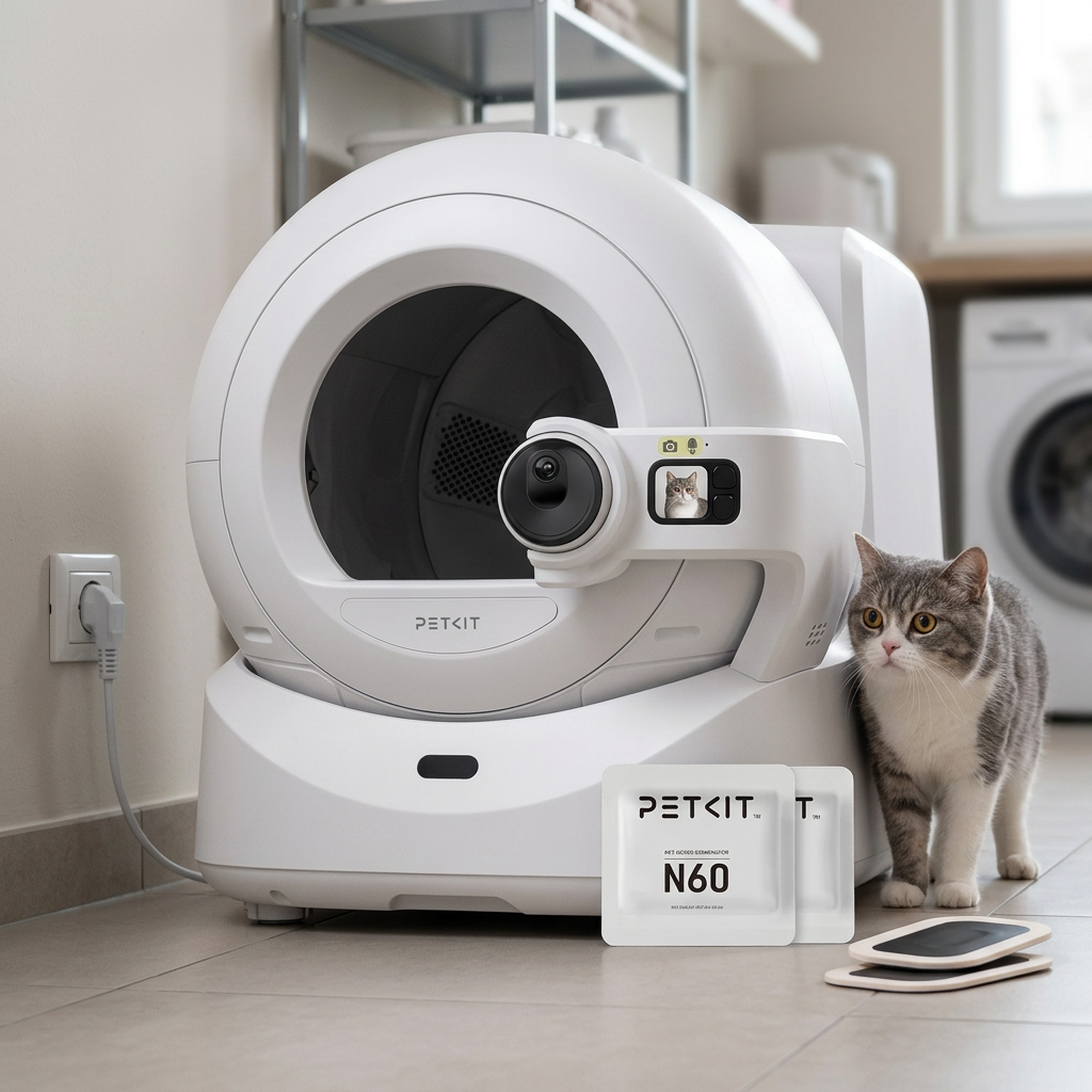 KI-Visualisierung: Petkit Purobot Ultra Selbstreinigende Katzentoilette in der Wohnung