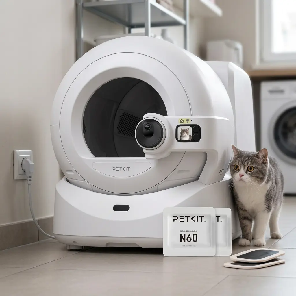 KI-Visualisierung: Petkit Purobot Ultra Selbstreinigende Katzentoilette in der Wohnung