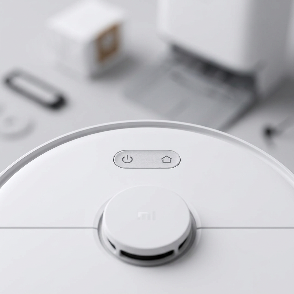 KI-Visualisierung: Xiaomi Robot Vacuum 5 Pro Oberseite des Saugroboters mit Sensoren