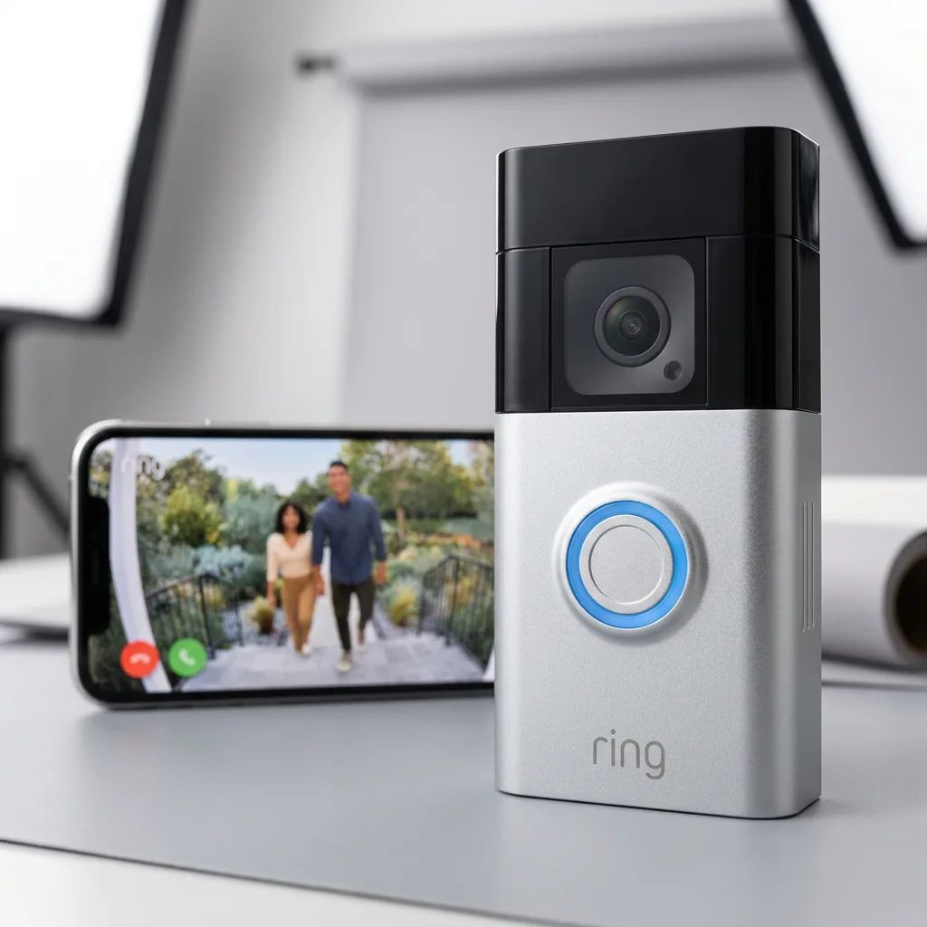 KI-Visualisierung: Ring Battery Video Doorbell (2. Gen.) Detailansicht der Türklingel-Kamera