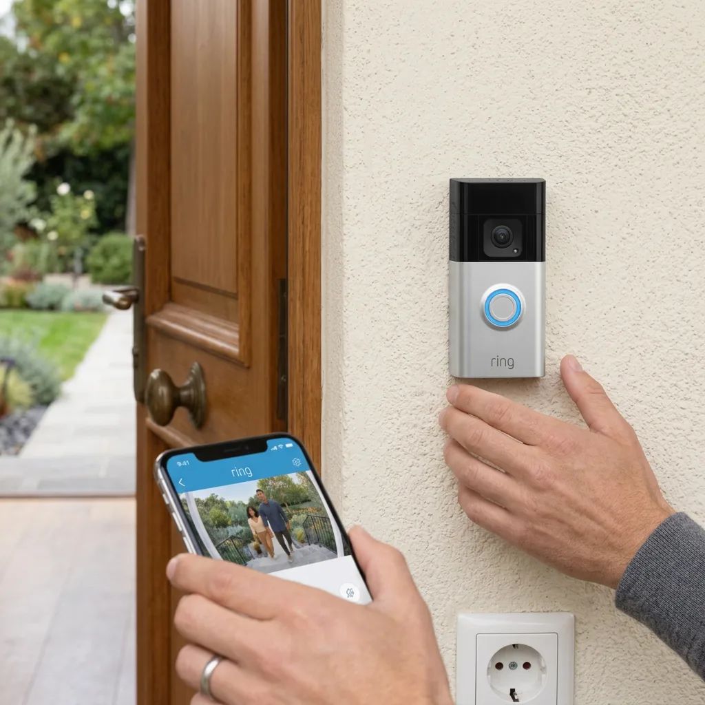 KI-Visualisierung: Ring Battery Video Doorbell (2. Gen.) Türklingel im täglichen Gebrauch