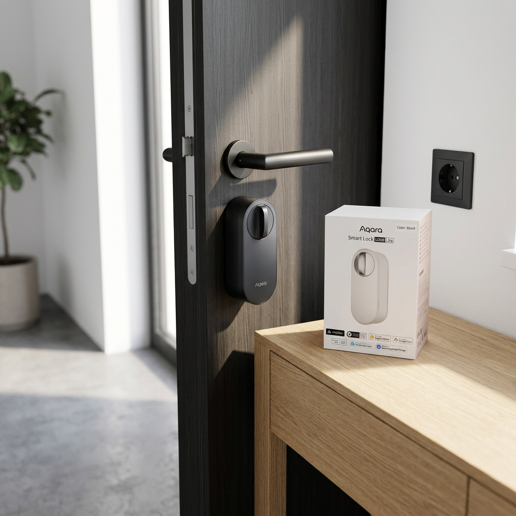 Aqara Door Lock U200 Lite – placed in a clean, well-lit home environment
