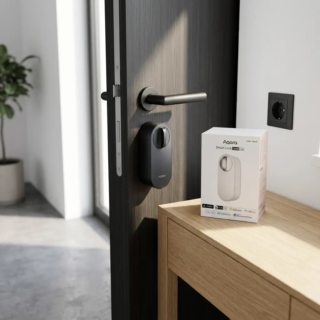 Aqara Door Lock U200 Lite – placed in a clean, well-lit home environment