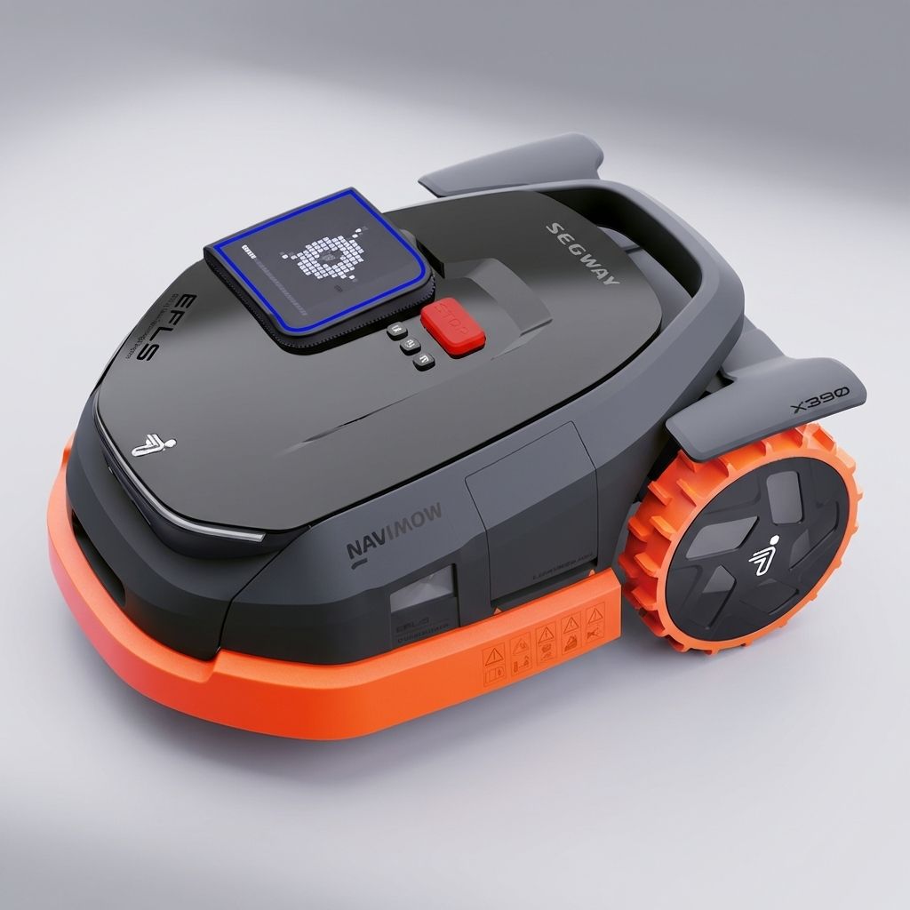 KI-Visualisierung: Segway Navimow X315 Bedienelemente und Design eines Roboters