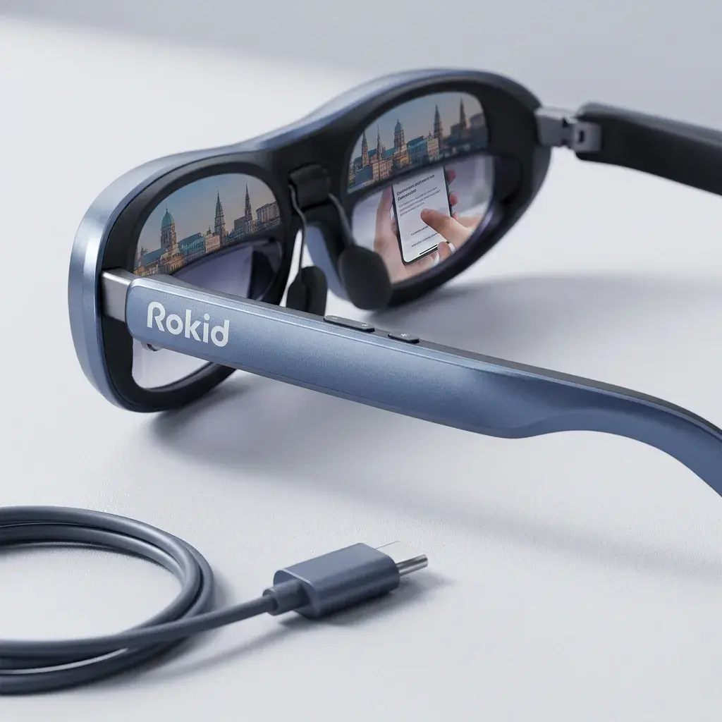 Rokid Max – detailed view of the key features, buttons and design elements