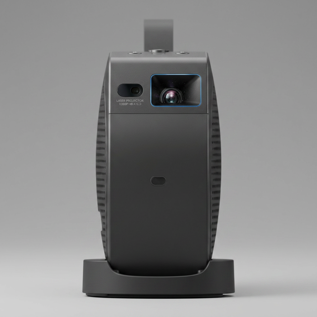 KI-Visualisierung: BenQ GV50P | Tragbarer 1080p-Laserprojektor mit 500 Lumen inkl. Google TV Detailansicht von Design und…