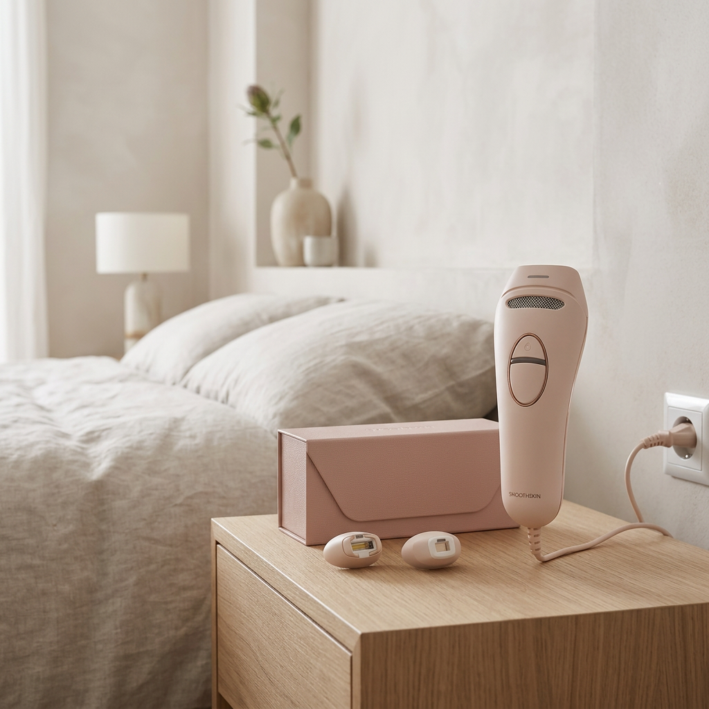 KI-Visualisierung: SmoothSkin Pure Switch Haarentfernungsgerät im alltäglichen Gebrauch