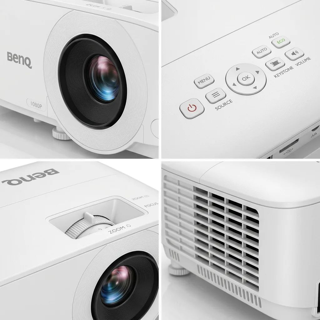 KI-Visualisierung: BenQ TH575i Nahaufnahmen eines weißen Beamers