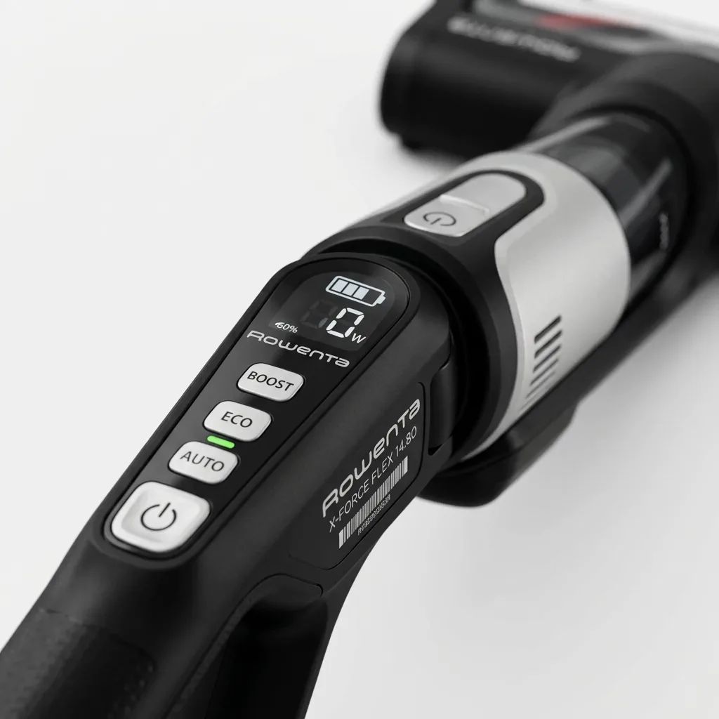 Rowenta X-Force Flex 14.80 Akkustaubsauger RH9B36 – detailed view of the key features, buttons and design elements