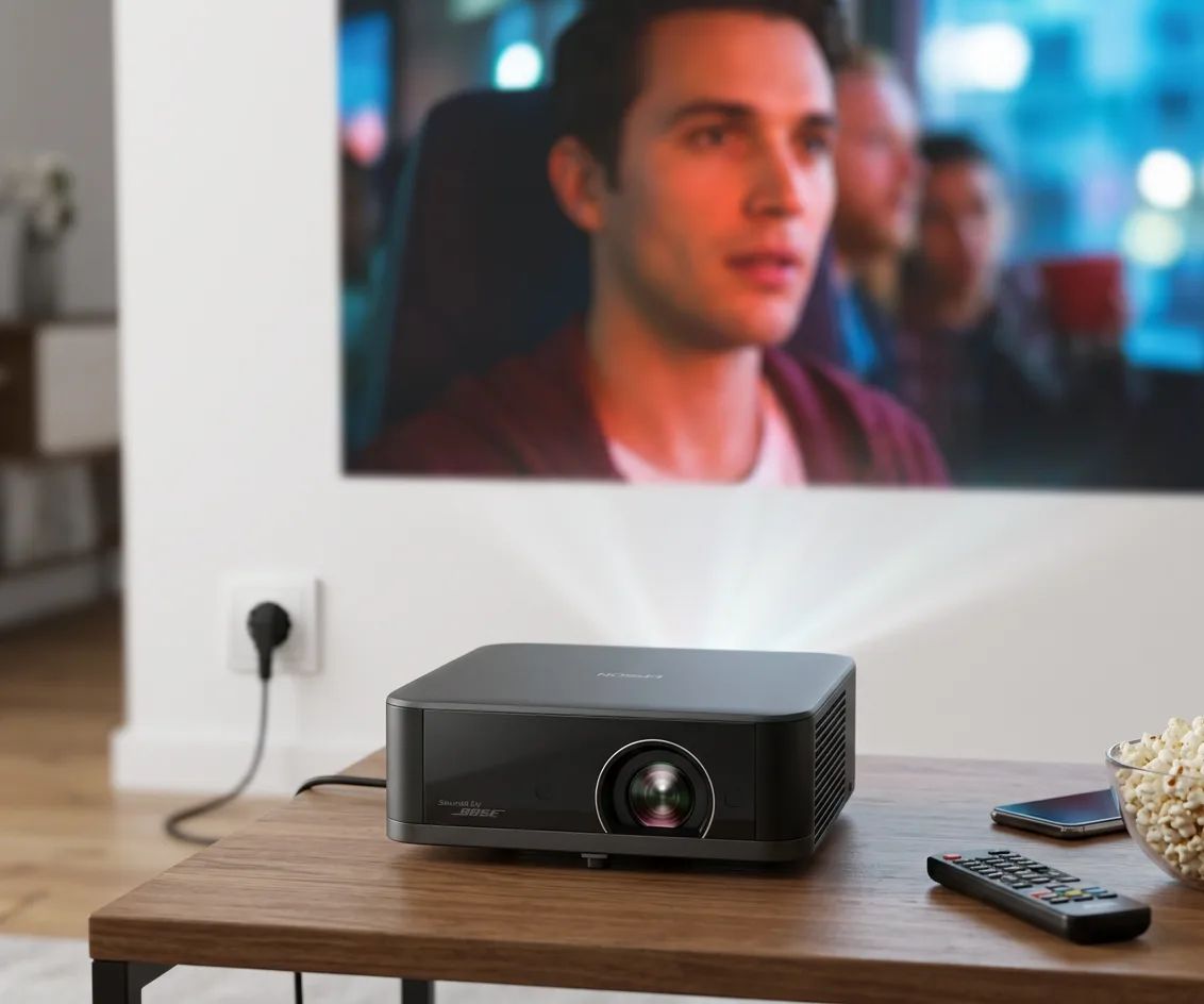 KI-Visualisierung: Epson LifeStudio Pop Plus EF-62 Beamer in einer Alltagssituation