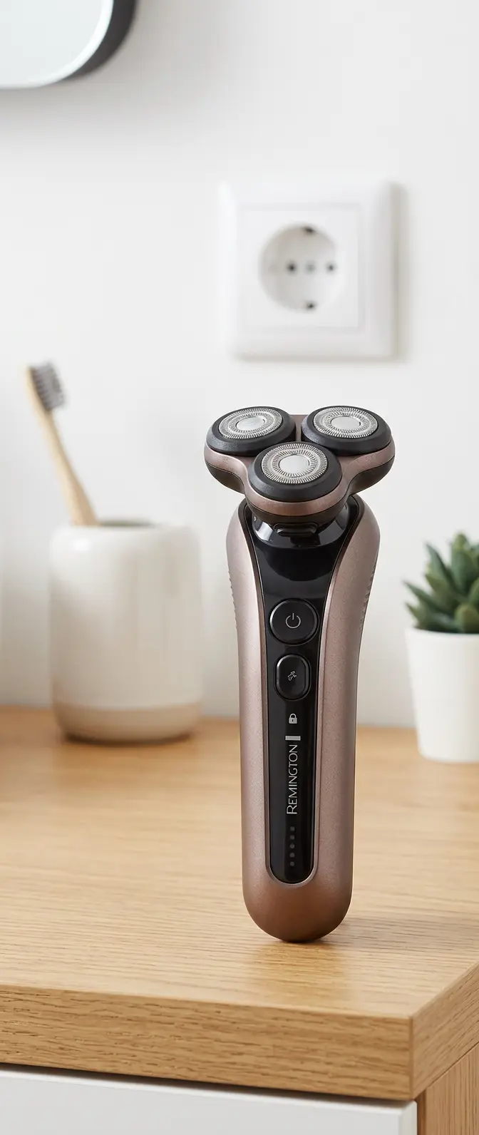 KI-Visualisierung: Remington XR1790 Limitless X9 Elektrorasierer in einer hellen Wohnung