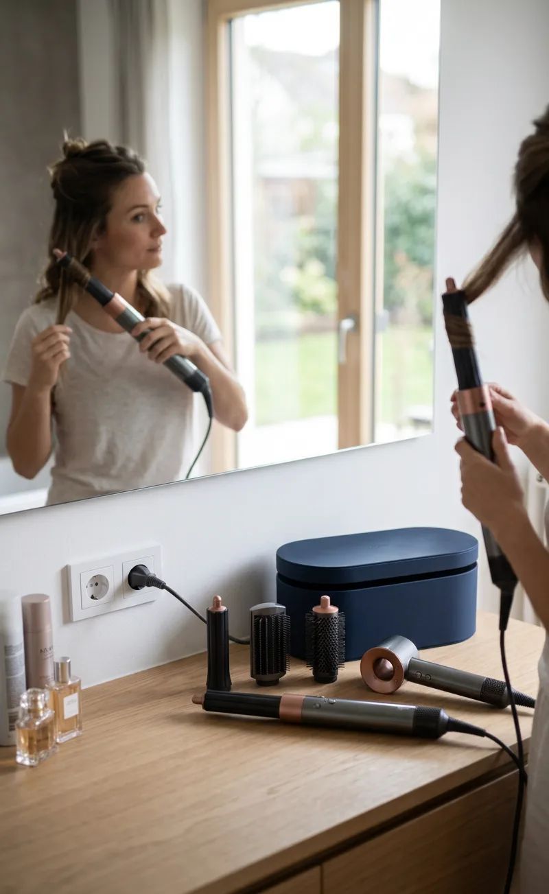Dyson Airwrap Co-anda2x Multi-Haarstyler und -trockner – being used in a natural, realistic everyday scenario