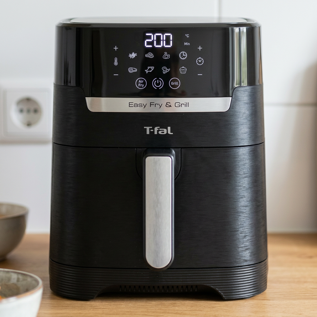 KI-Visualisierung: Tefal Easy Fry Infrared Heißluftfritteuse EY8328 Digitales Display und Bedienfeld