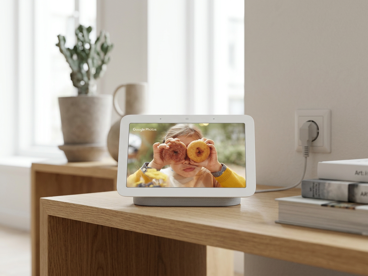 KI-Visualisierung: Google Nest Hub (2nd Gen) im alltäglichen Einsatz