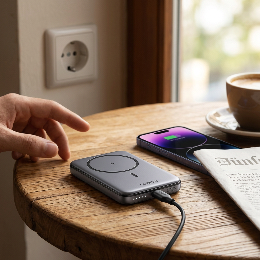 UGREEN Kabellose Magnetische Powerbank 5000mAh im Alltag