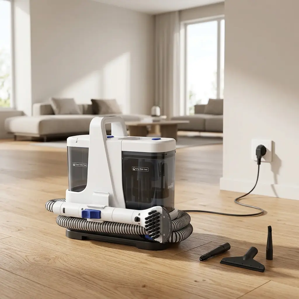 Lubluelu V9 – Hand-Fleckenreiniger mit Dampf – placed in a clean, well-lit home environment