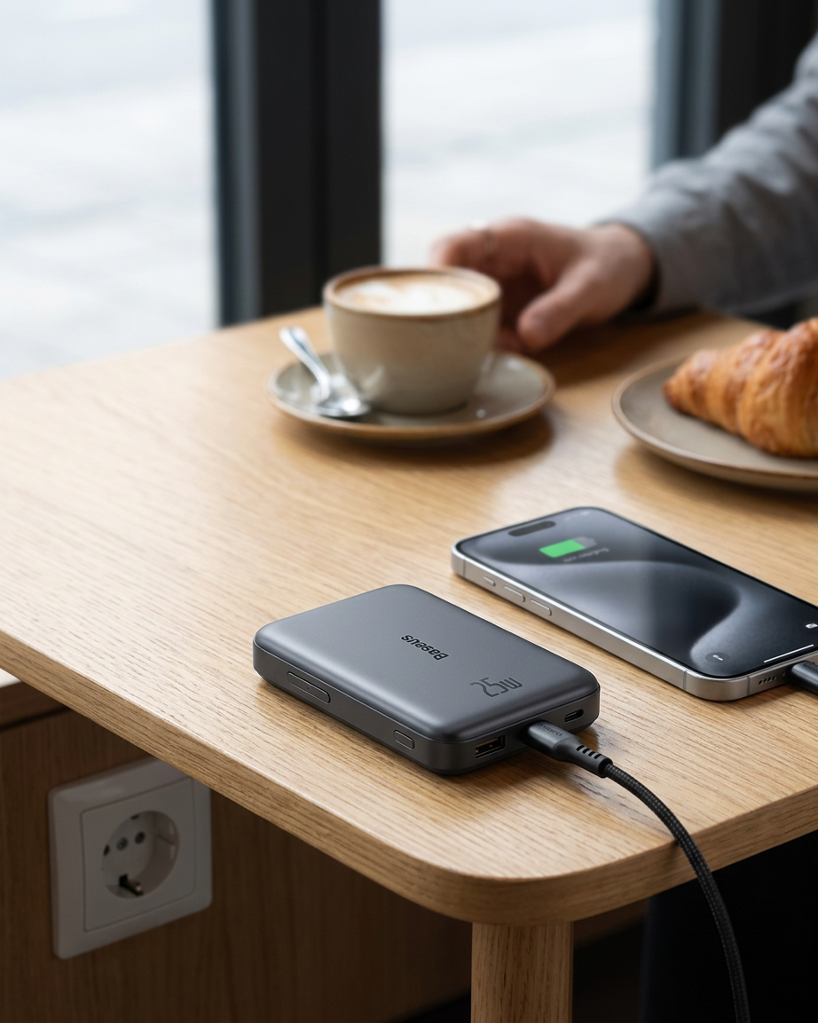 Baseus PicoGo AM52 Qi2.2 Magnetic Power Bank 10000mAh 25W im Alltag