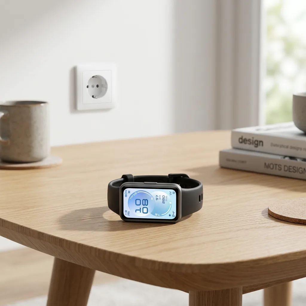KI-Visualisierung: Huawei Band 11 in heller, moderner Wohnumgebung