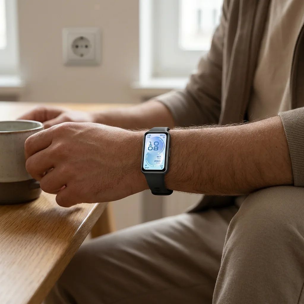 KI-Visualisierung: Huawei Band 11 Fitness-Armband im täglichen Gebrauch