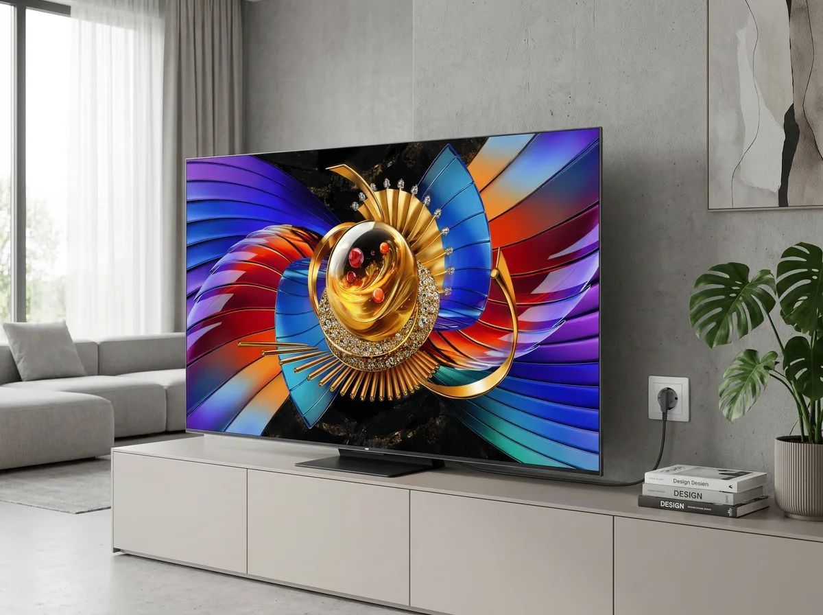 TCL 85Q7D Pro – placed in a clean, well-lit home environment