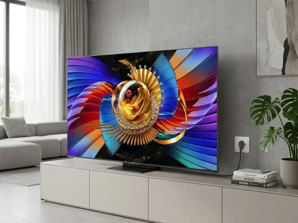 TCL 85Q7D Pro – placed in a clean, well-lit home environment