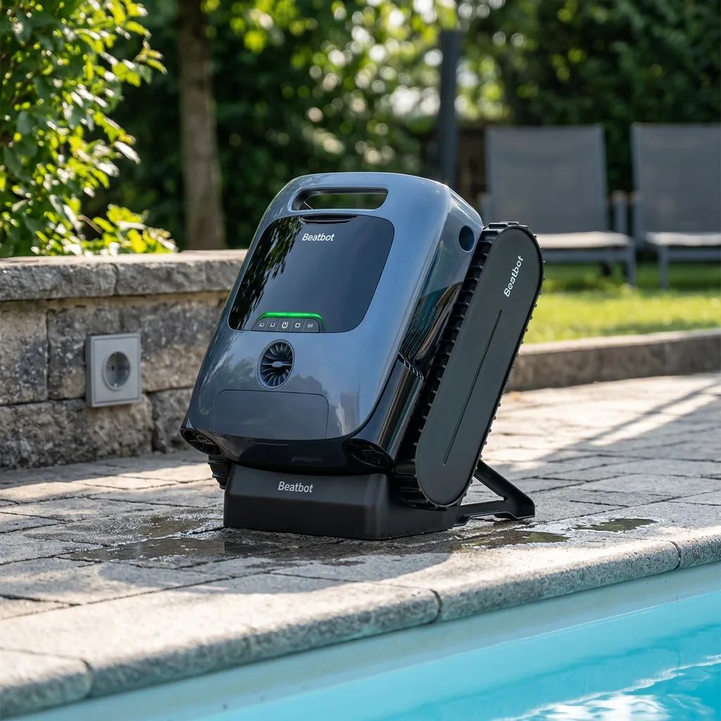 Beatbot AquaSense Pro – next to the pool edge after cleaning
