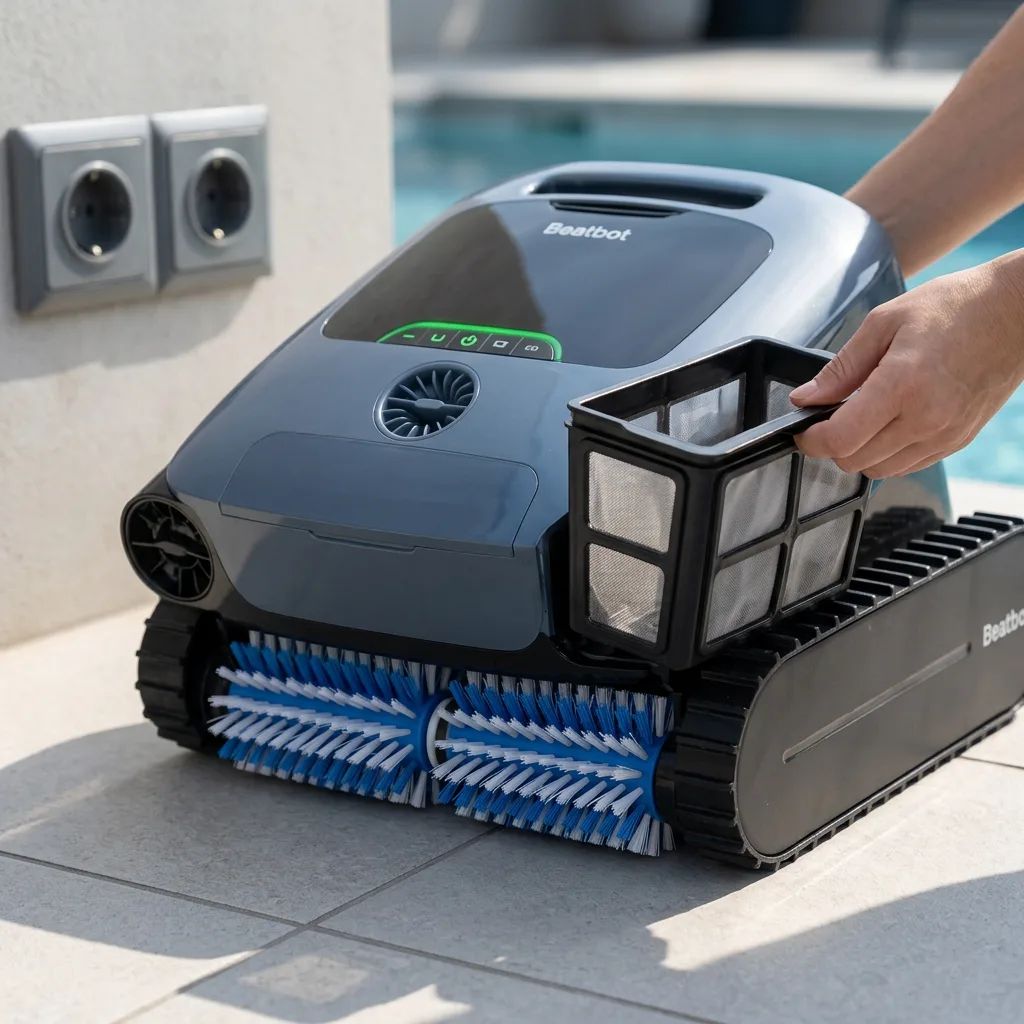 Beatbot AquaSense Pro – the filter basket and brushes in detail