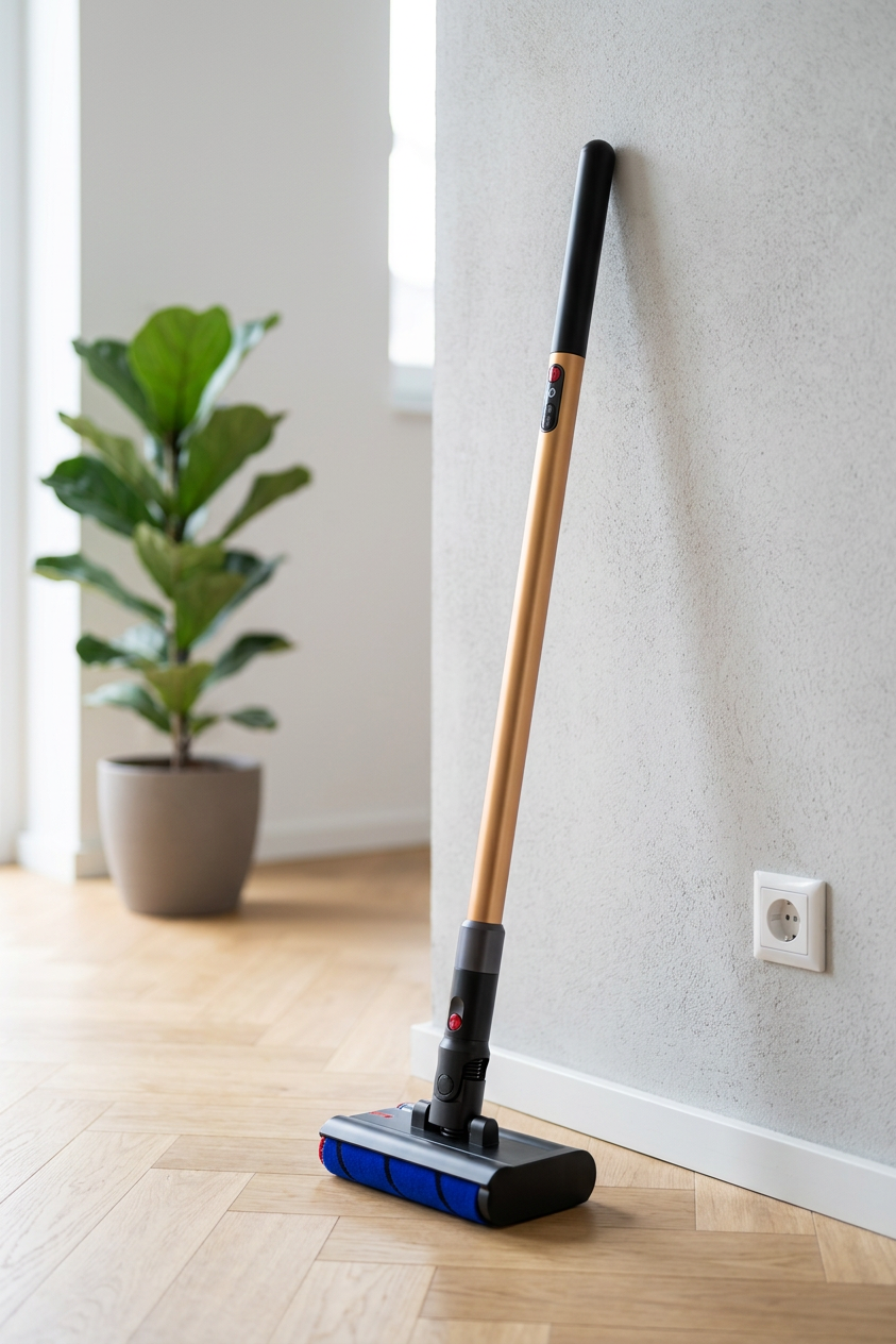 KI-Visualisierung: Dyson PencilVac kompakter Staubsauger im Haushalt