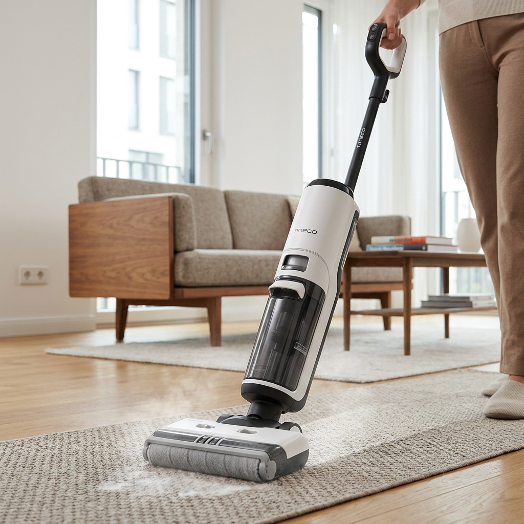 KI-Visualisierung: Tineco FLOOR ONE S7 Steam beim Putzen im Haushalt
