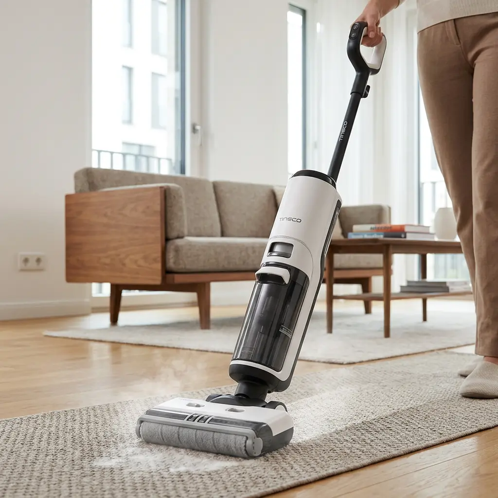 KI-Visualisierung: Tineco FLOOR ONE S7 Steam beim Putzen im Haushalt