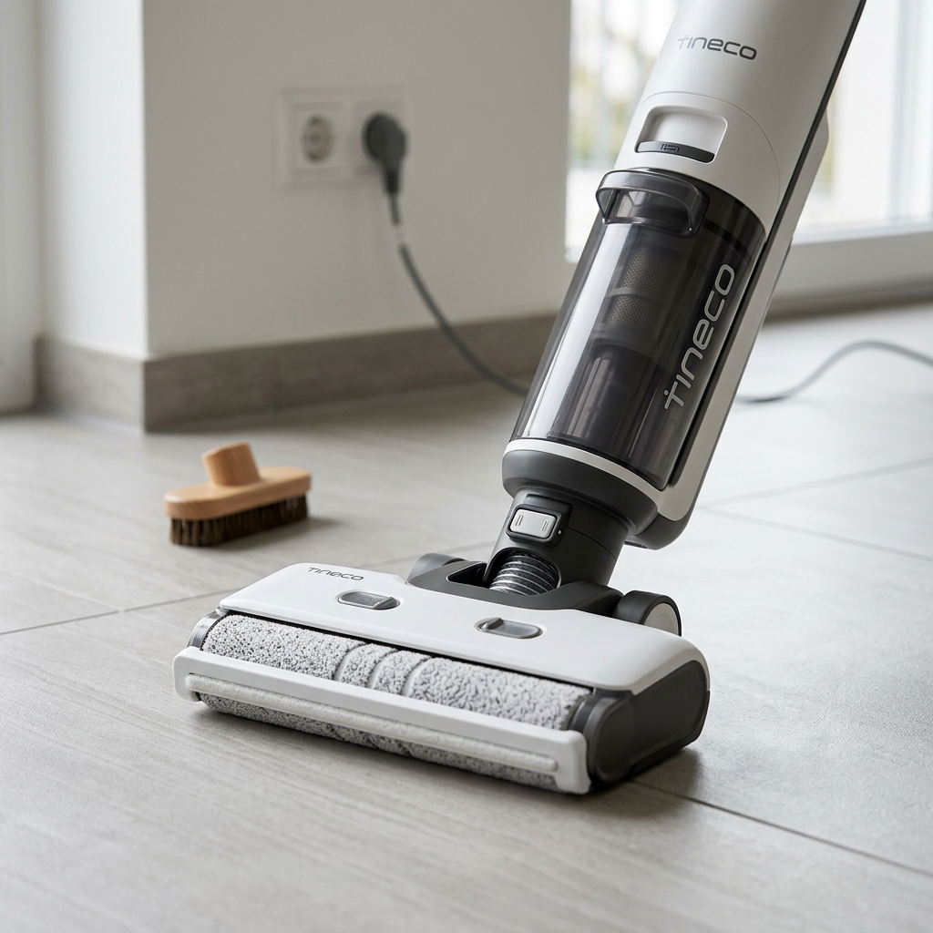 KI-Visualisierung: Tineco FLOOR ONE S7 Steam Dampfreiniger bei der Hausarbeit