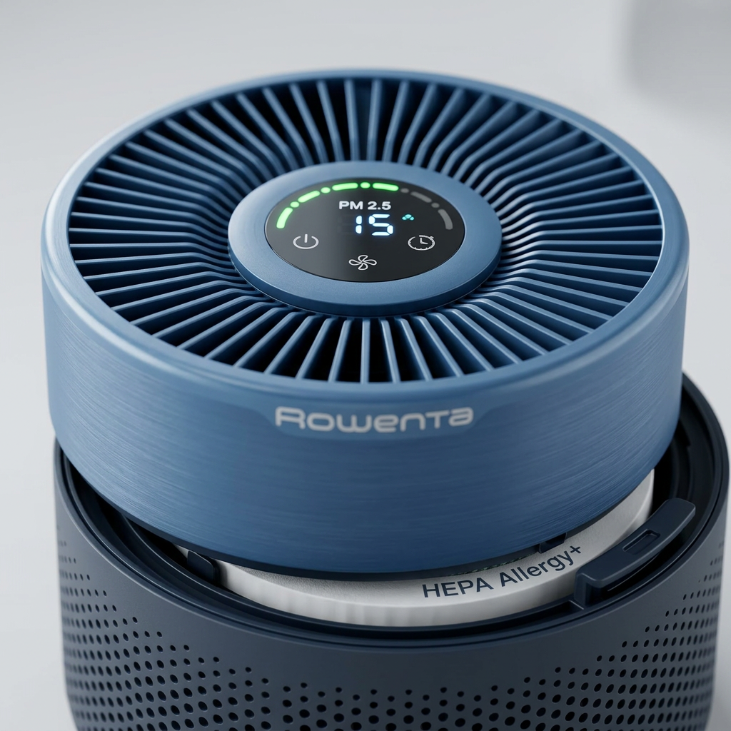KI-Visualisierung: Rowenta Pure Air Mini, Luftreiniger für zu Hause mit HEPA Allergy+ Filterung Luftqualität-Display und…