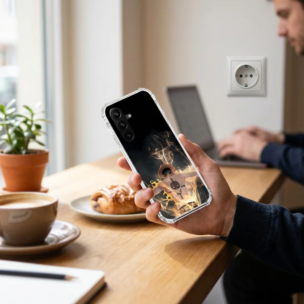 KI-Visualisierung: Samsung Galaxy A57 5G Handy im realistischen Alltagseinsatz
