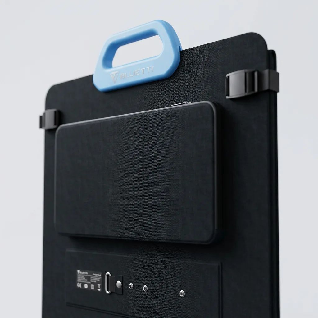 Bluetti PV120 – detailed view of the key features, buttons and design elements