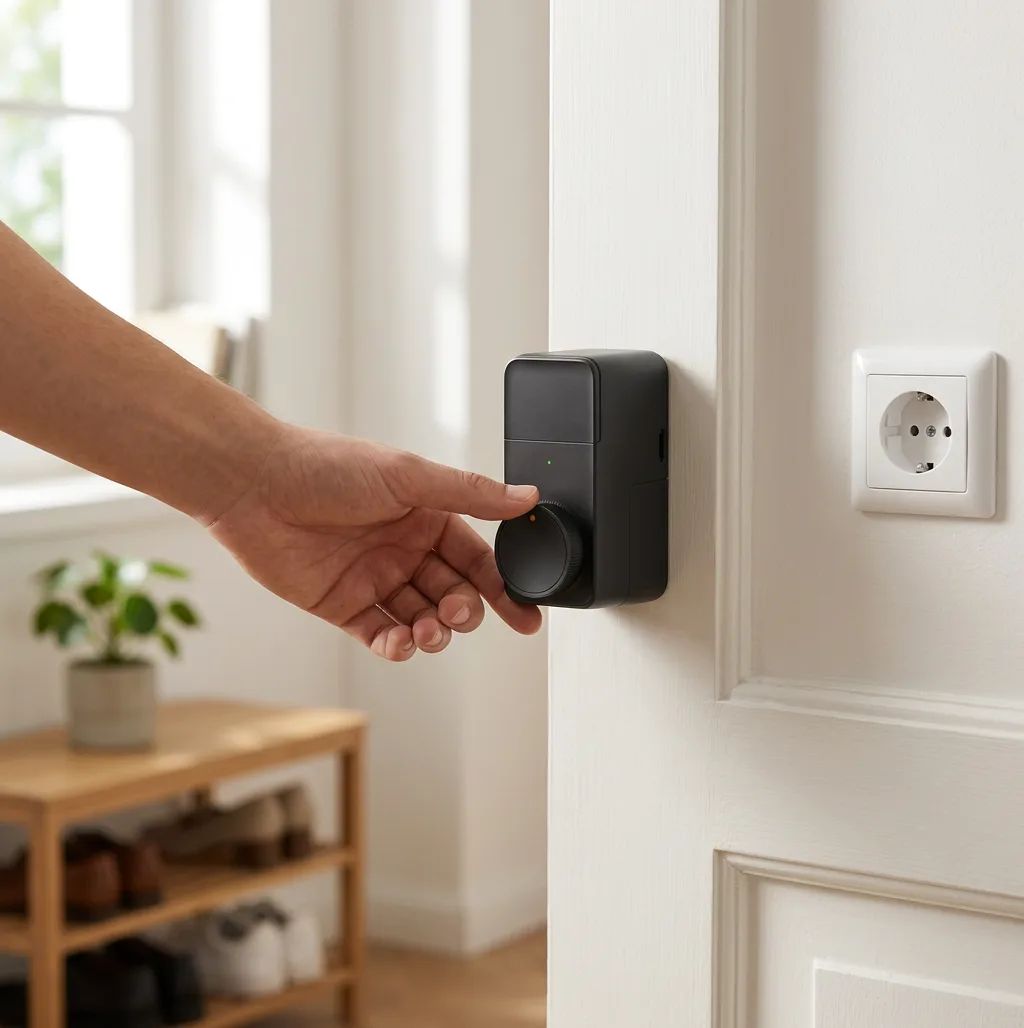 KI-Visualisierung: SwitchBot Lock Pro Türschloss im alltäglichen Gebrauch